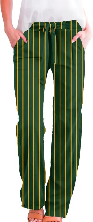 Linen Wide Leg Pants for Women High Waisted Adjustable Tie Knot Work Loose Flowy Beach Long Trousers with Pockets