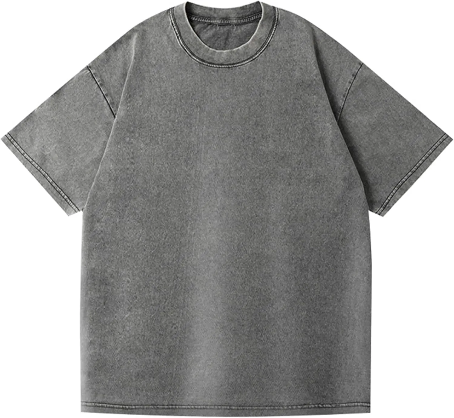 Lisong Men's Oversized Cotton T-Shirt Unisex Loose Fit Tee Soft Breathable Streetwear Top Solid Colors