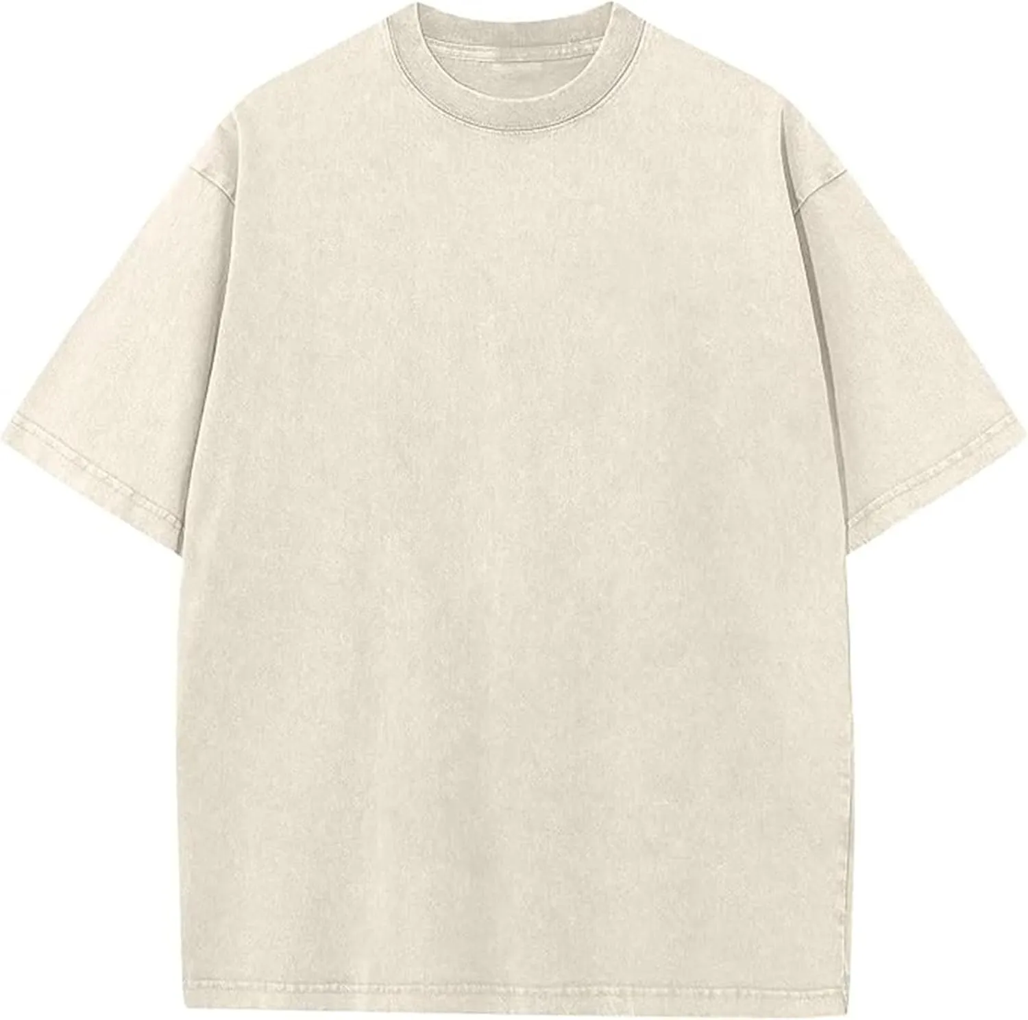 Lisong Men's Oversized Cotton T-Shirt Unisex Loose Fit Tee Soft Breathable Streetwear Top Solid Colors