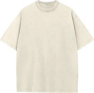 Lisong Men's Oversized Cotton T-Shirt Unisex Loose Fit Tee Soft Breathable Streetwear Top Solid Colors