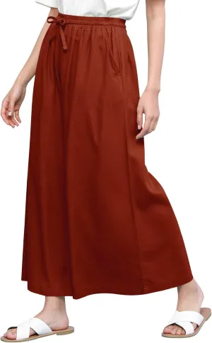Lock and Love Women's Washed Linen Casual Loose Wide Leg Pants Pocket Pant with Draw String
