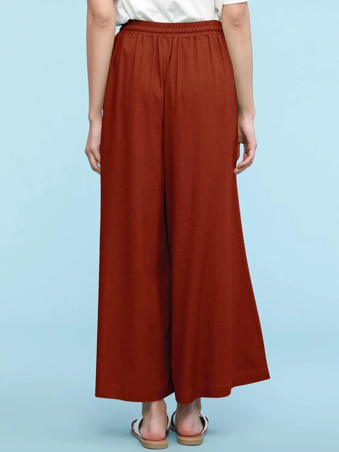 Lock and Love Women's Washed Linen Casual Loose Wide Leg Pants Pocket Pant with Draw String