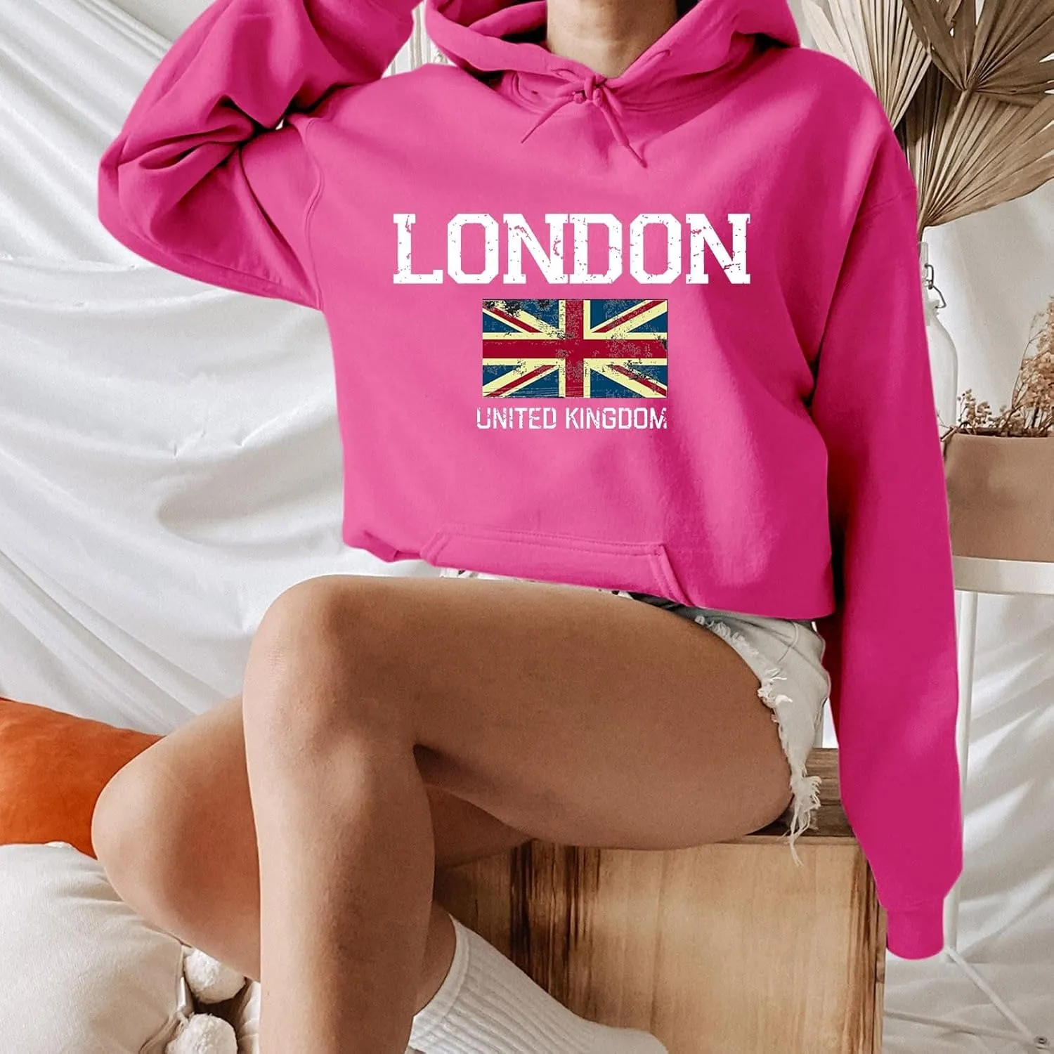London Hoodies for Women Crewneck Long Sleeve Pullover Sweatshirt Graphic Fashion Oversized London Hoodie Tunic Tops