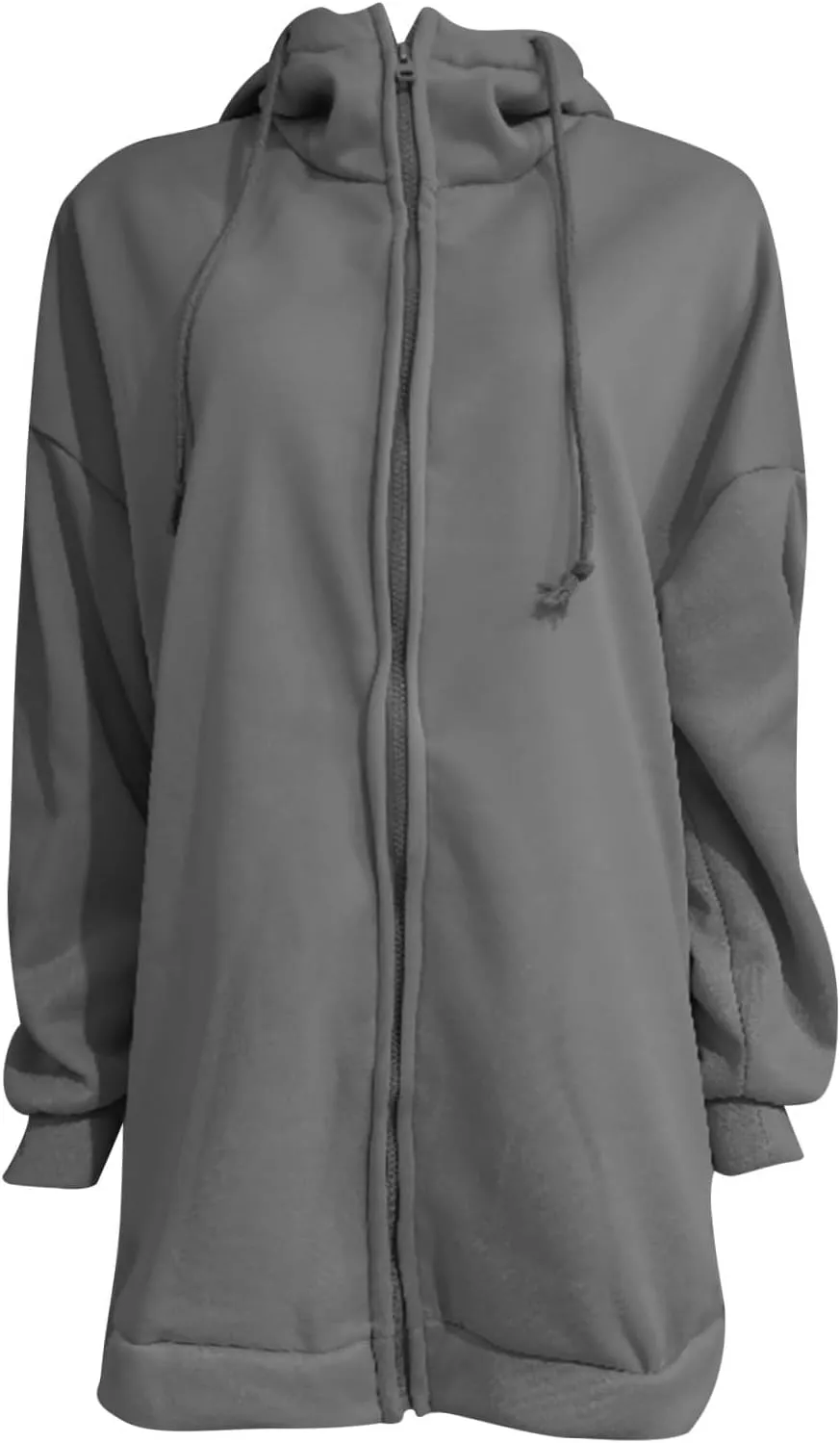 Long Hoodies for Women Zip Up Plus Size Loose Fit Fleece Jacket Long Sleeve Drawstring Sweatshirts with Pockets