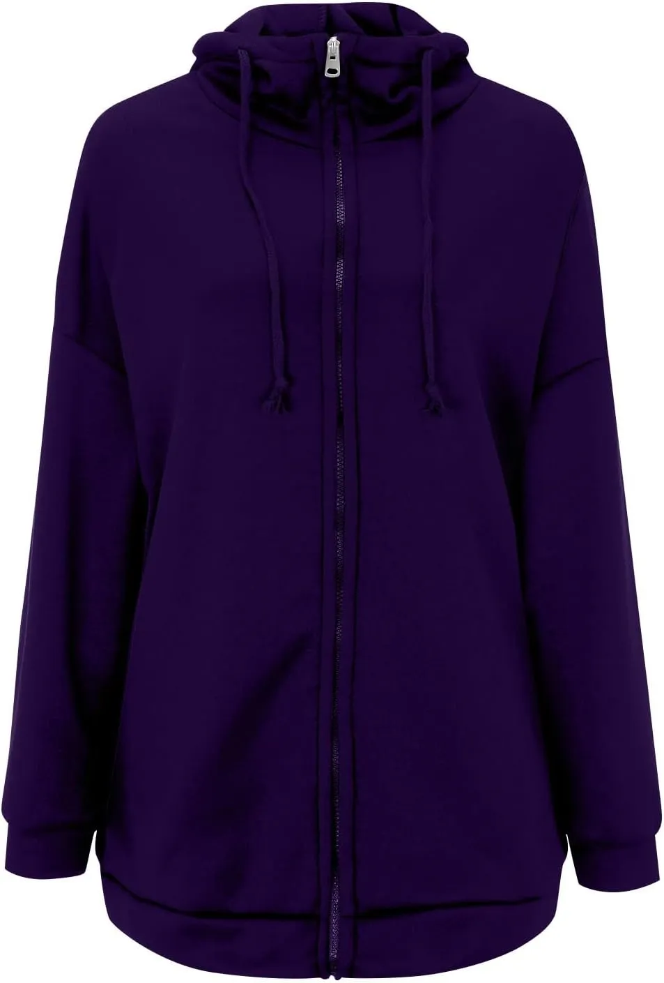 Long Hoodies for Women Zip Up Plus Size Loose Fit Fleece Jacket Long Sleeve Drawstring Sweatshirts with Pockets