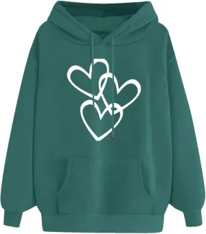 Long Sleeve Hoodie Shirts for Women Fashion Love Graphic Pullover Sweatshirt Loose Soft Comfy Fall Tops