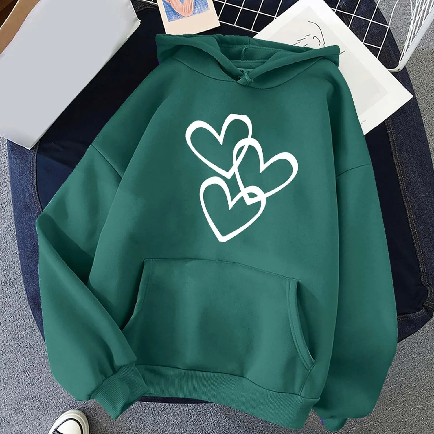 Long Sleeve Hoodie Shirts for Women Fashion Love Graphic Pullover Sweatshirt Loose Soft Comfy Fall Tops