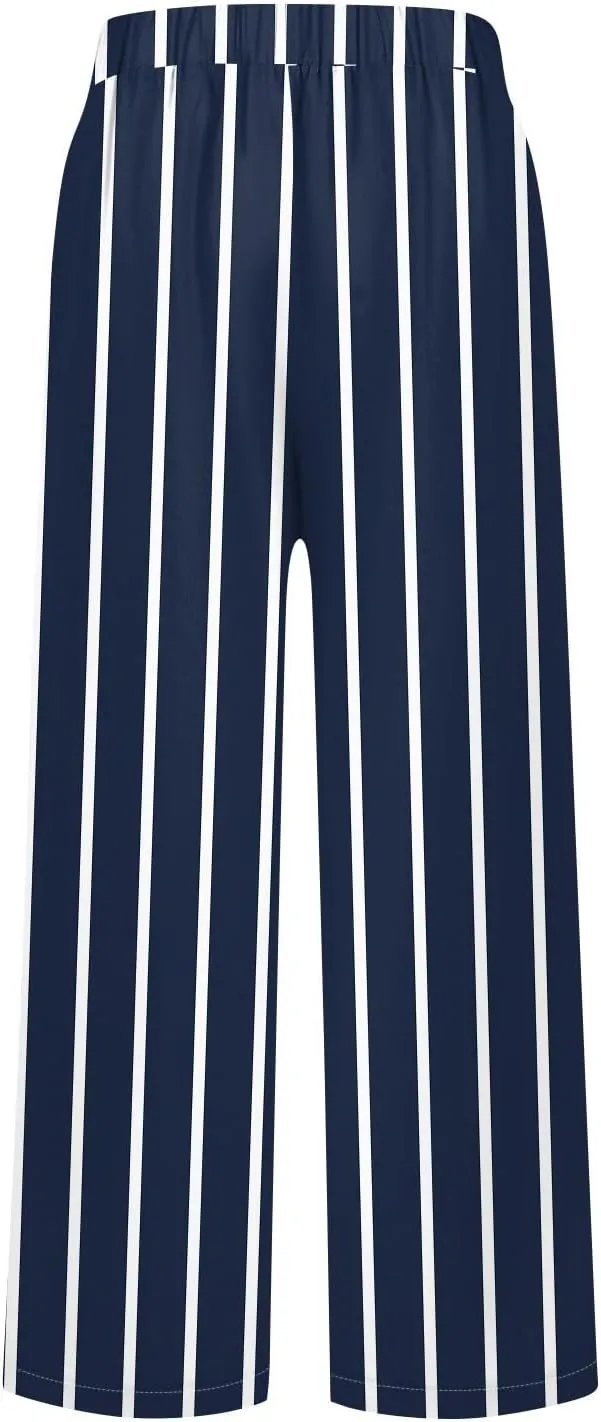 Lounge Pants Women Petite Linen Elastic Waisted Drawstring Pants with Pockets Solid Casual Summer Cropped Pants