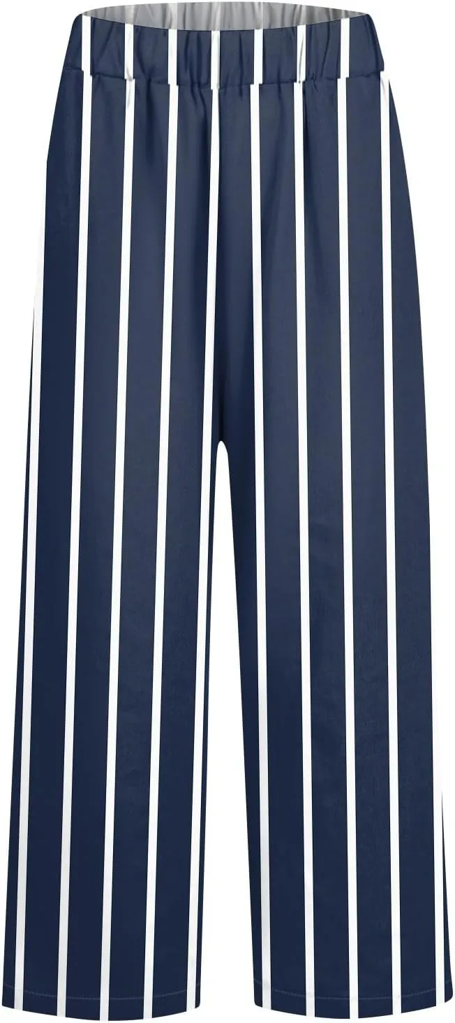 Lounge Pants Women Petite Linen Elastic Waisted Drawstring Pants with Pockets Solid Casual Summer Cropped Pants
