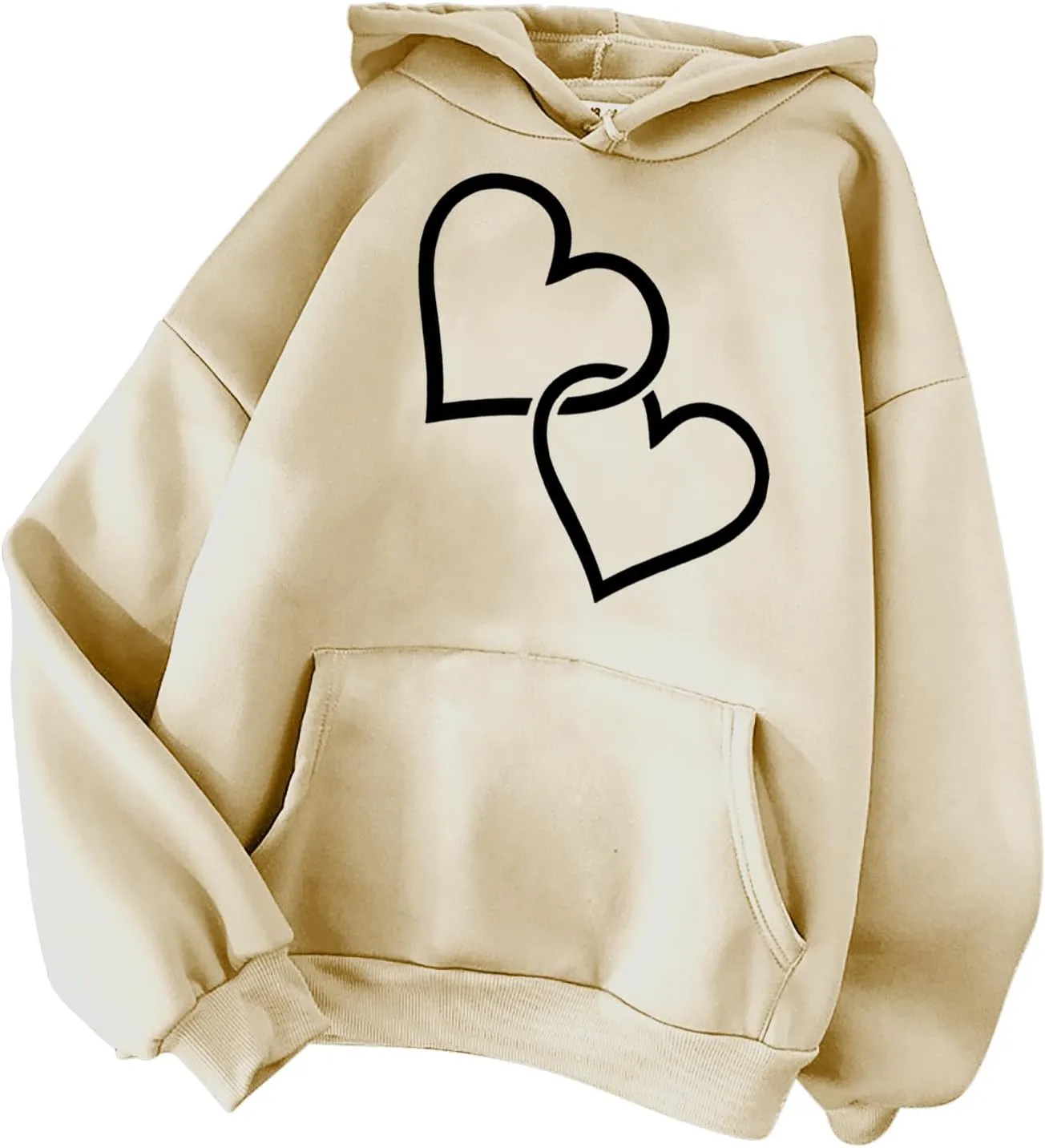 maisdgop Heart Hoodies Women Graphic Sweatshirts Long Sleeve Pullover Sweater Oversized Tops Trendy Valentine's Day Outfits