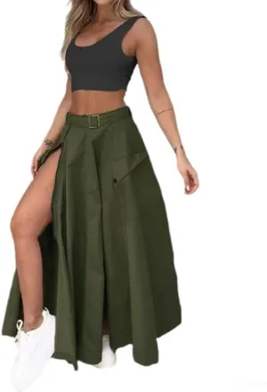 Melliflo 2 Piece Skirt Set Casual Crop Top and Slit Maxi Skirt Suit 2 Piece Lounge Set for Women Summer Fall Fashion Outfits