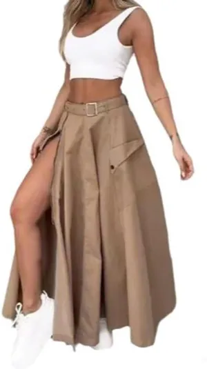 Melliflo 2 Piece Skirt Set Casual Crop Top and Slit Maxi Skirt Suit 2 Piece Lounge Set for Women Summer Fall Fashion Outfits