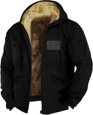 Men Hoodie Zip Up Winter Sherpa Lined Sweatshirt Sherpa Lined Full Zip Hoodie Heavyweight Thick Warm Fleece Jacket