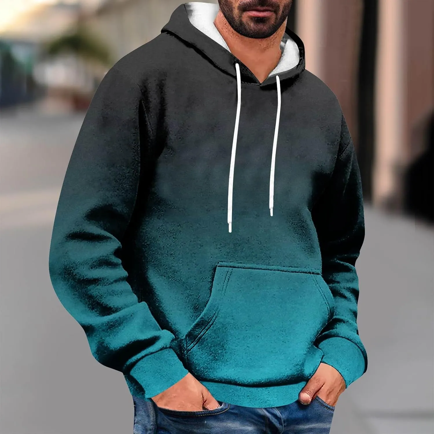 Men Sweatshirt Running Soft Outerwear Long Sleeve Lightweight Drawstring Hoodies Stylish Casual Athletic Sweatshirt