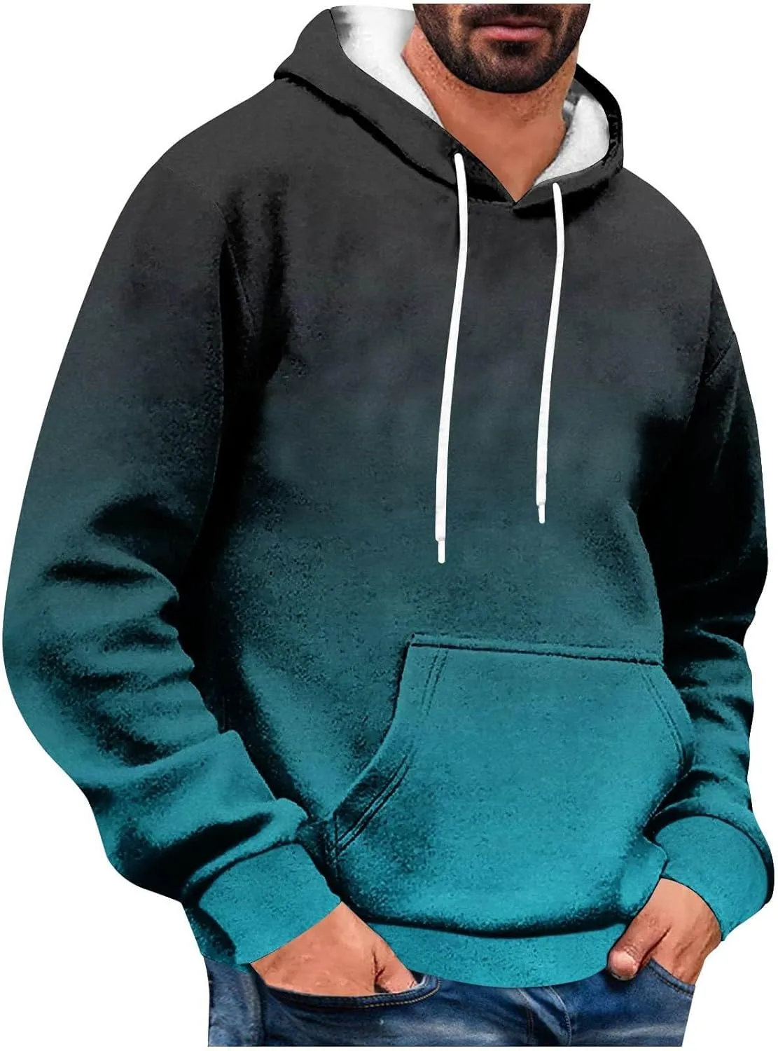 Men Sweatshirt Running Soft Outerwear Long Sleeve Lightweight Drawstring Hoodies Stylish Casual Athletic Sweatshirt