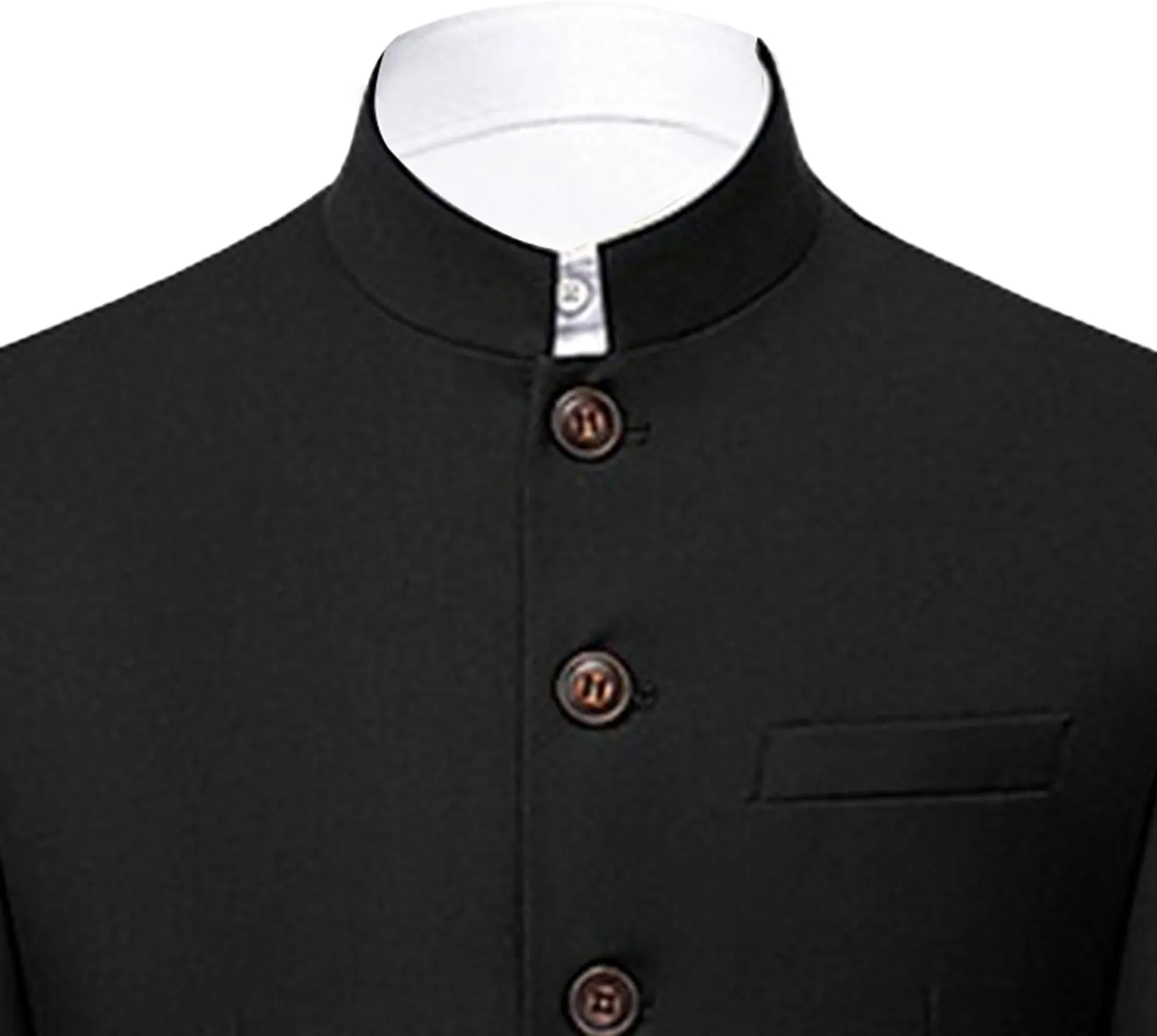 Men's 2 Pieces Chinese Tunic Suit Set Mandarin Collar Blazer Jacket Pants Sets Slim Fit Stand Collar Uniform Dress