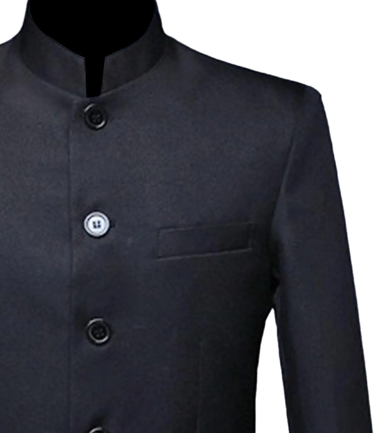 Men's 2 Pieces Chinese Tunic Suit Set Mandarin Collar Blazer Jacket Pants Sets Slim Fit Stand Collar Uniform Dress