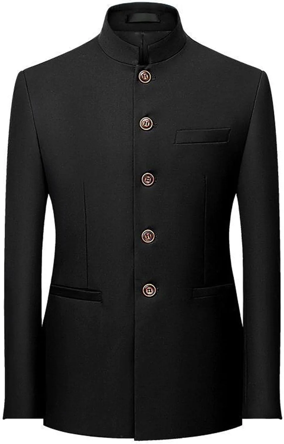 Men's 2 Pieces Chinese Tunic Suit Set Mandarin Collar Blazer Jacket Pants Sets Slim Fit Stand Collar Uniform Dress