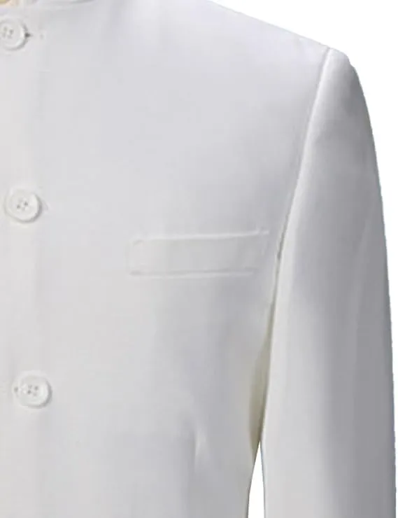 Men's 2 Pieces Chinese Tunic Suit Set Mandarin Collar Blazer Jacket Pants Sets Slim Fit Stand Collar Uniform Dress