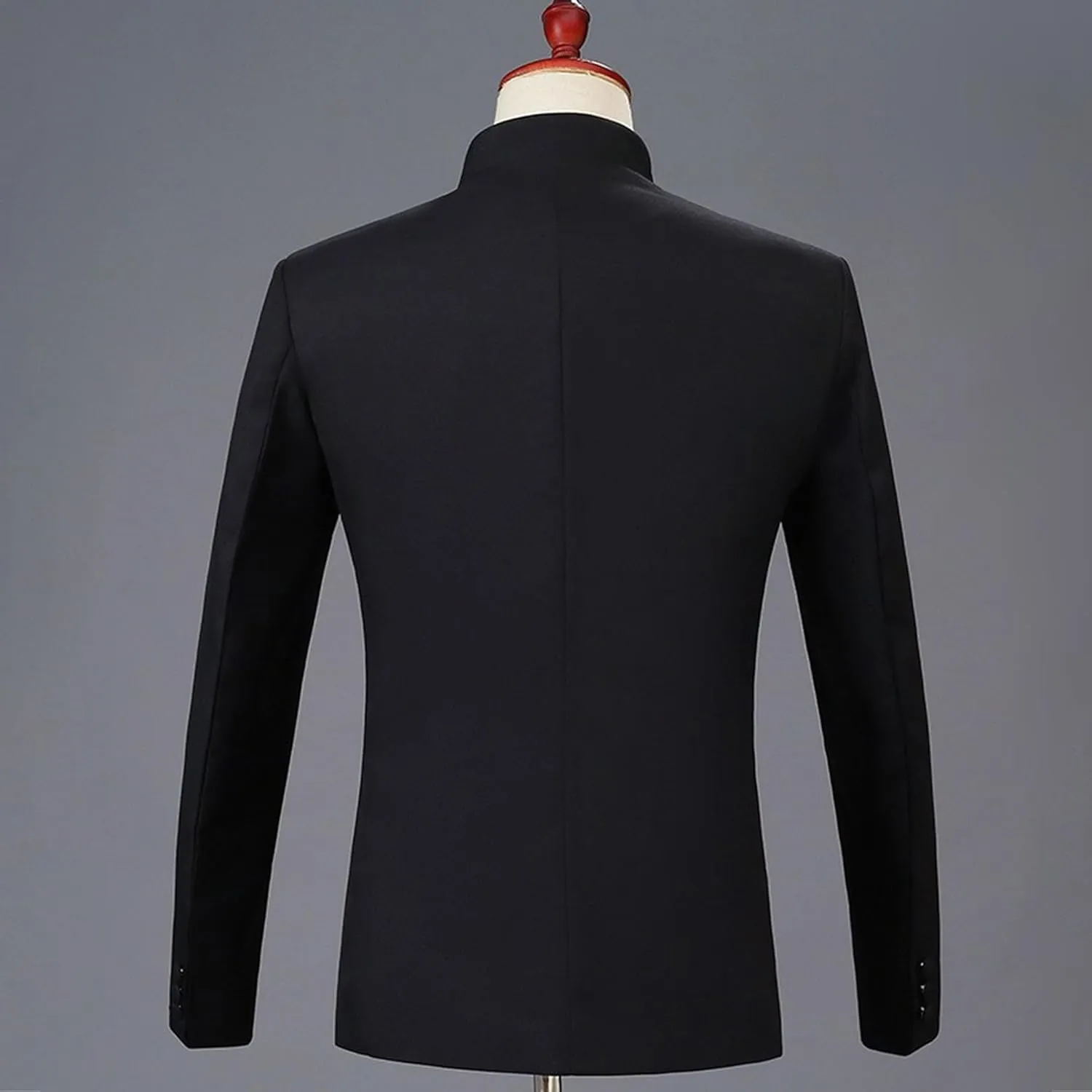 Mens Chinese Tunic Suit Slim Fit Stand Collar 2 Pieces Suits Mandarin Collar Blazer Jacket Pants Set Uniform Dress