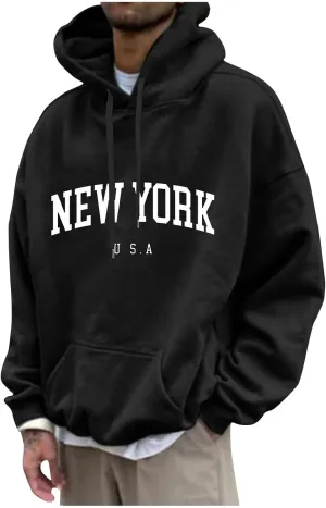 Men's Fashion Hoodies Sweatshirts Drawstring Long Sleeve Fall Casual Big And Tall Hoodies