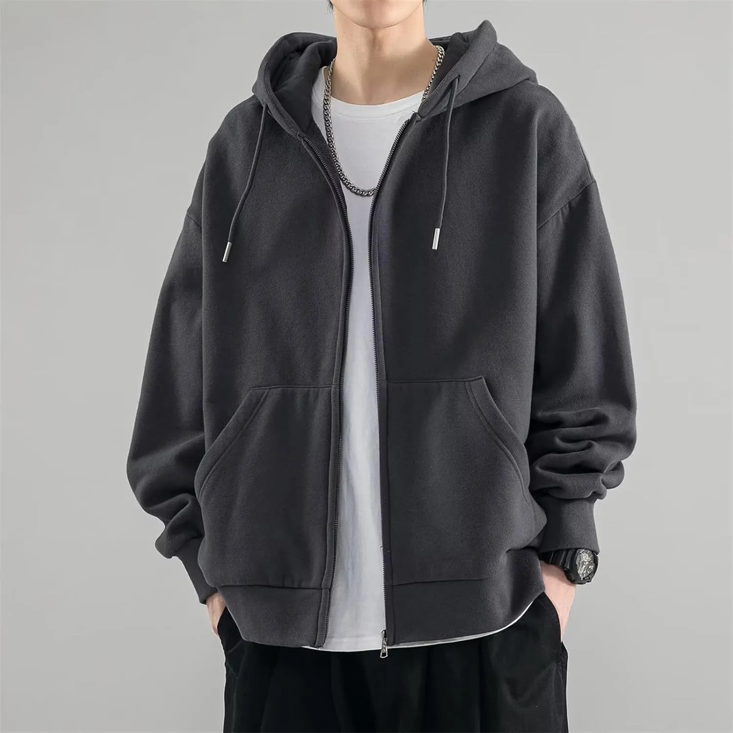 Mens Graphic Hoodies Grey Large Size Sweater Jacket Chaquetas Para Mens Jacket Thick Cotton Hoodies For Men