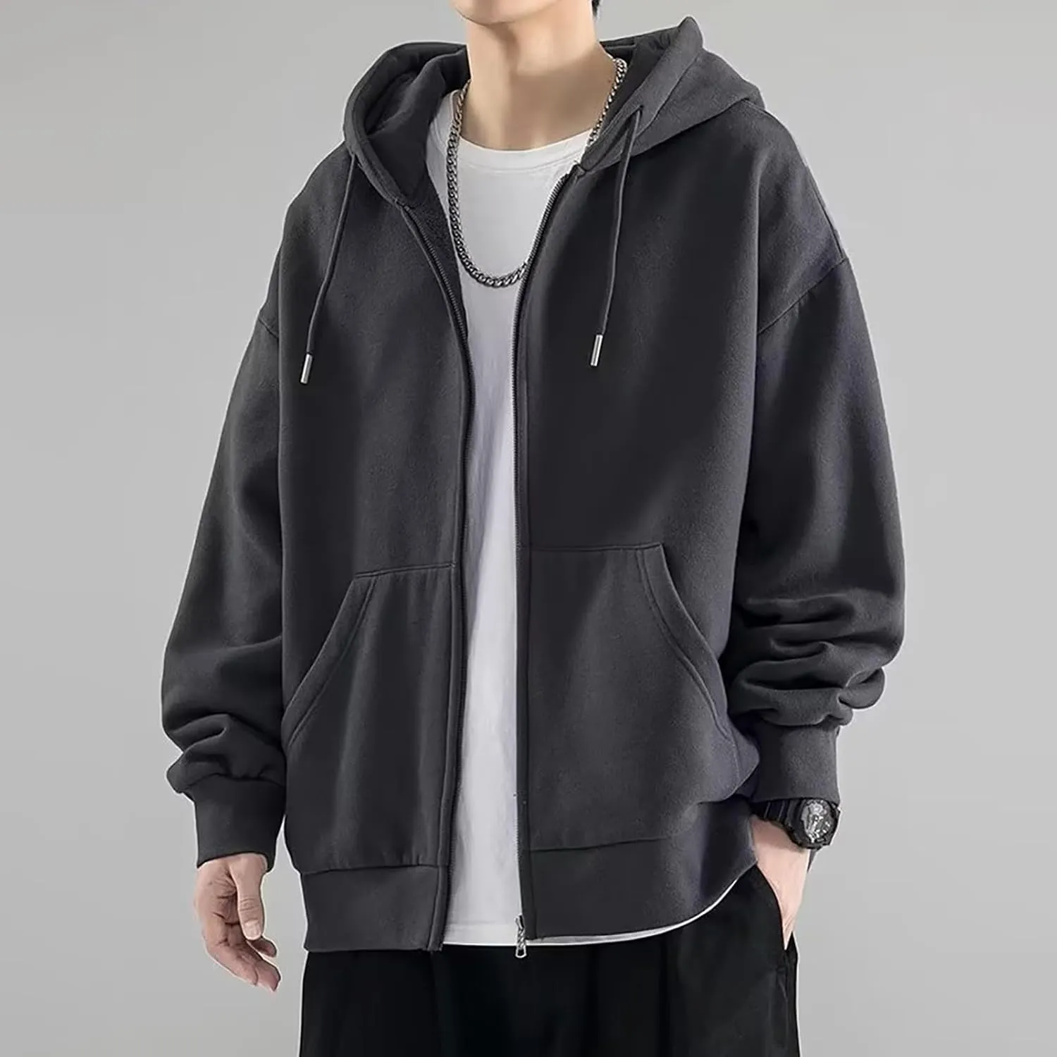 Mens Graphic Hoodies Grey Large Size Sweater Jacket Chaquetas Para Mens Jacket Thick Cotton Hoodies For Men