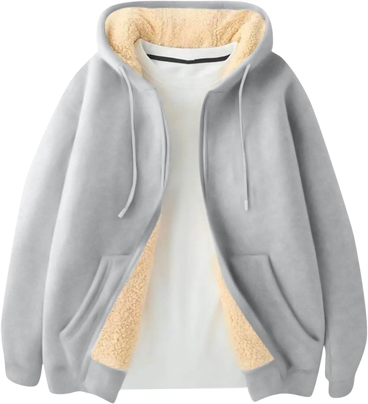 Mens Sherpa Hoodie Zip Up Heavyweight Warm Sweatshirt Winter Thermal Fleece Hooded