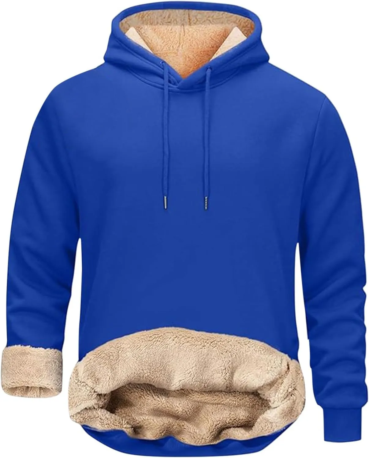 Mens Sweatsuit Sherpa Lined 2 Piece Hooded Sweatshirts Set Pullover Tops Fleece Sweatpants Winter Thermal Tracksuits