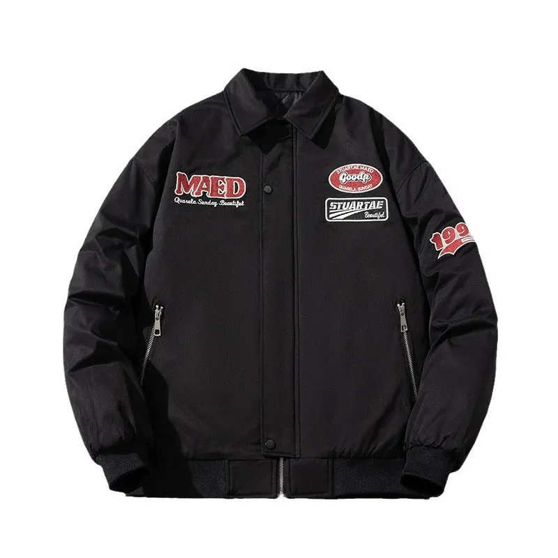 Mens Vintage Jackets Tide brand letter embroidered baseball cotton jacket bomber jacket
