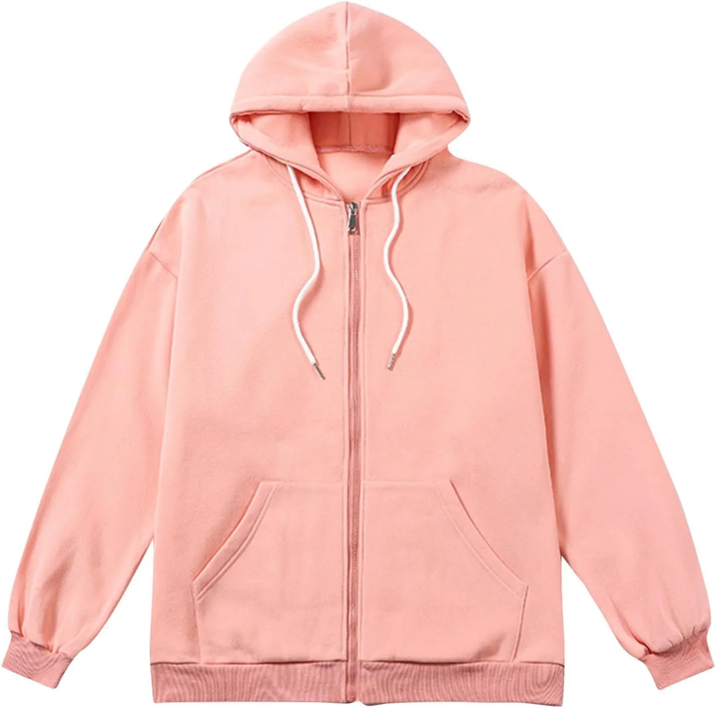 Mens Women Unisex Soild Basic Hooded Sweatshirt Couple Fleece Jacket Outwear With Pocket Zipper Hoodies Sweatshirt