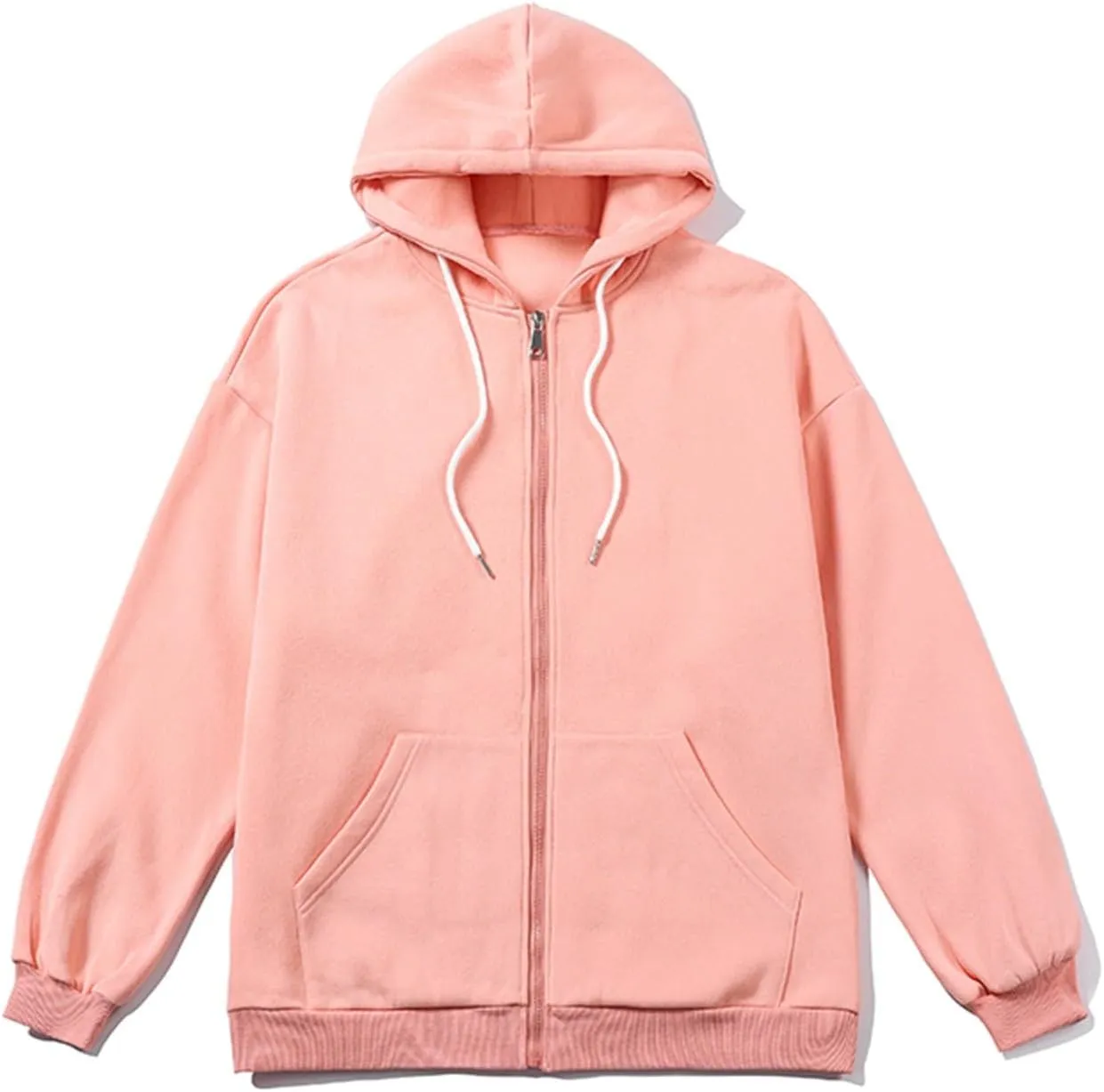 Mens Women Unisex Soild Basic Hooded Sweatshirt Couple Fleece Jacket Outwear With Pocket Zipper Hoodies Sweatshirt