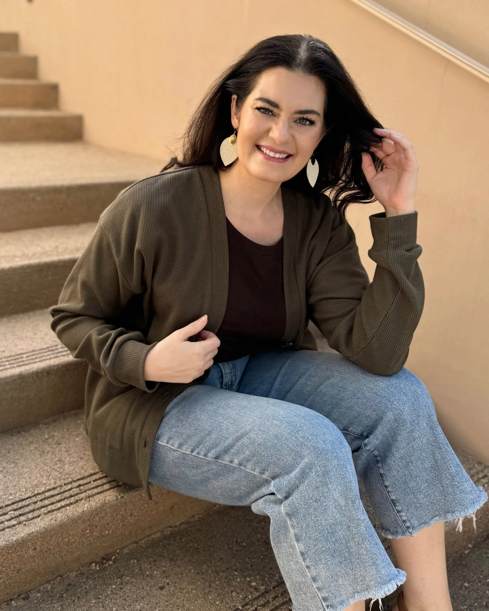 MESA waffle knit cardigan in Crocodile