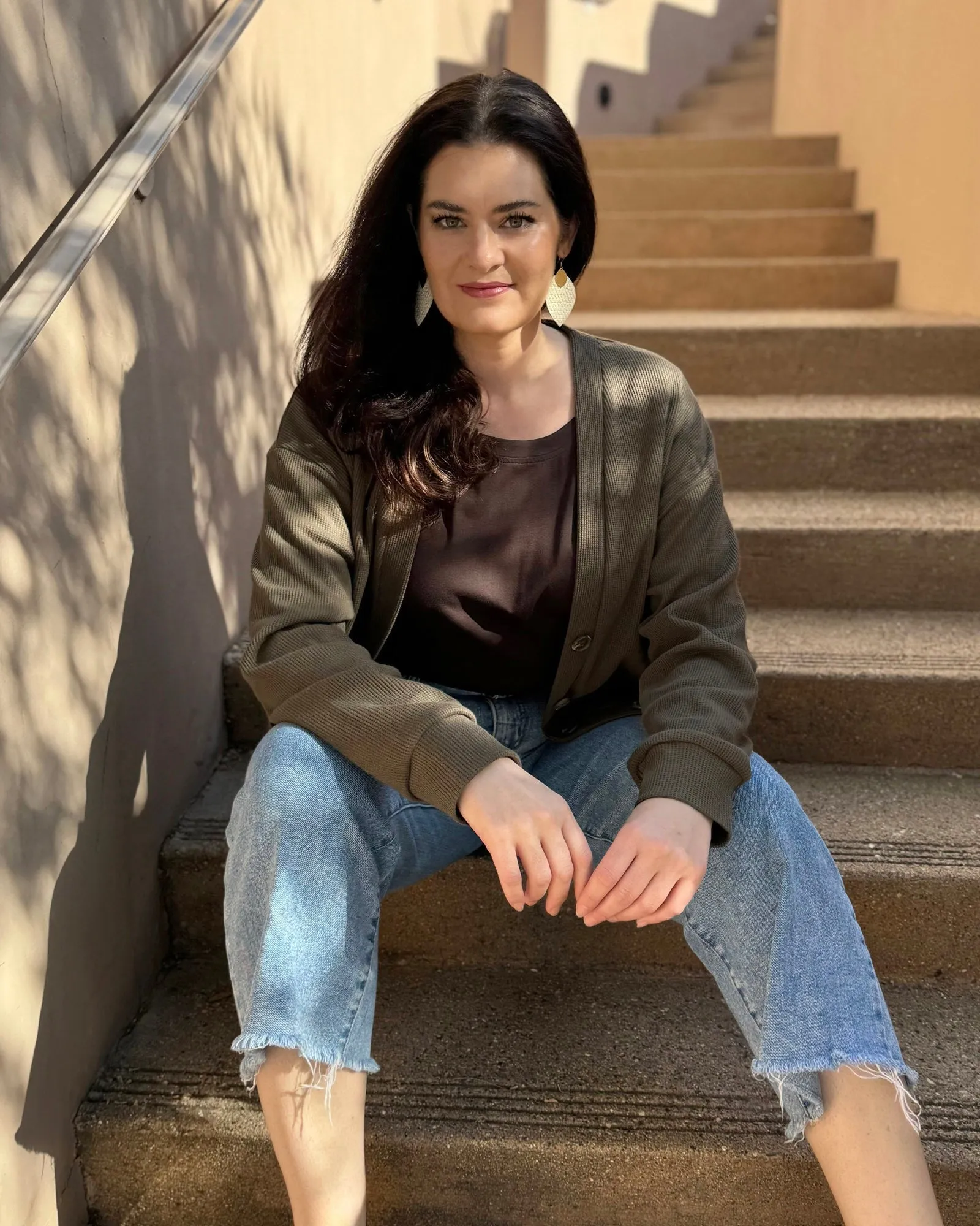 MESA waffle knit cardigan in Crocodile