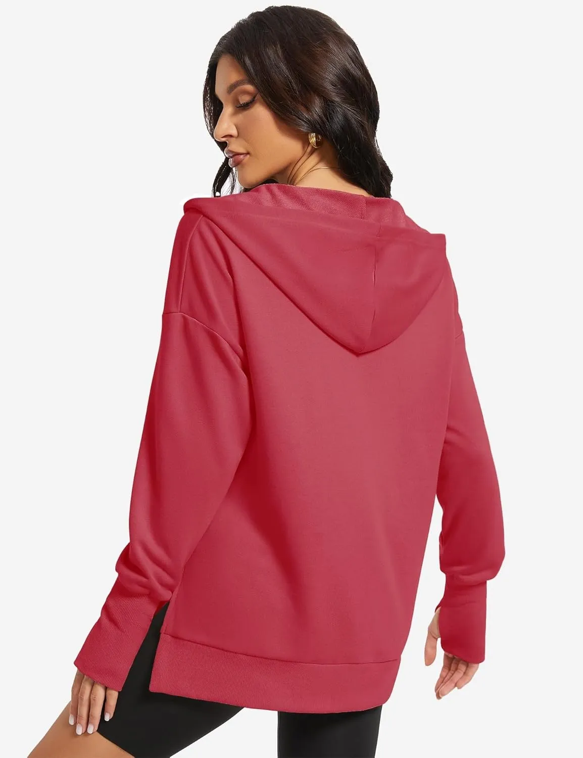 Micoson Women Oversized Sweatshirt with Thumb Hole Fall Fashion Outfits Casual Long Sleeve Hoodie Button Down Pullover