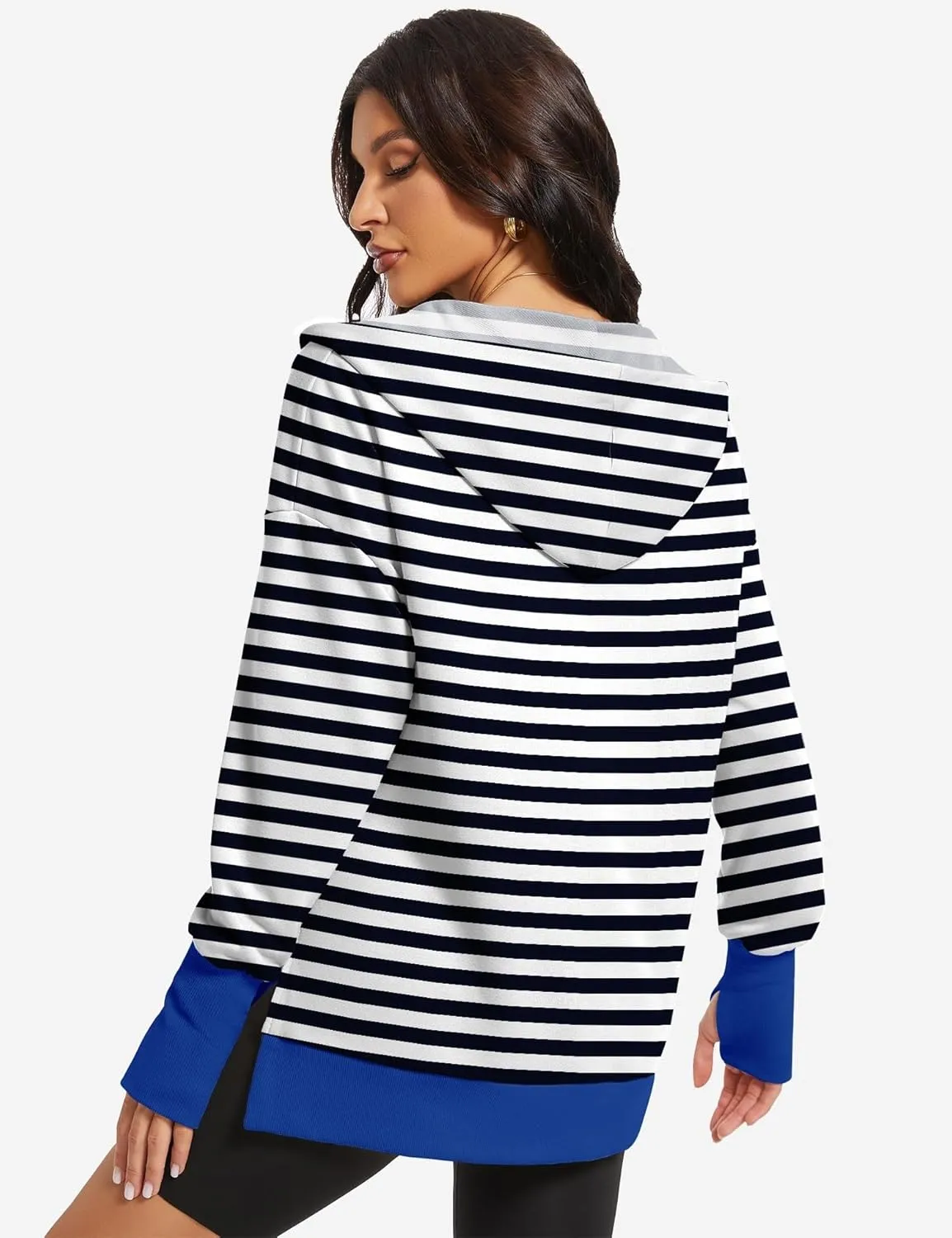Micoson Women Oversized Sweatshirt with Thumb Hole Fall Fashion Outfits Casual Long Sleeve Hoodie Button Down Pullover