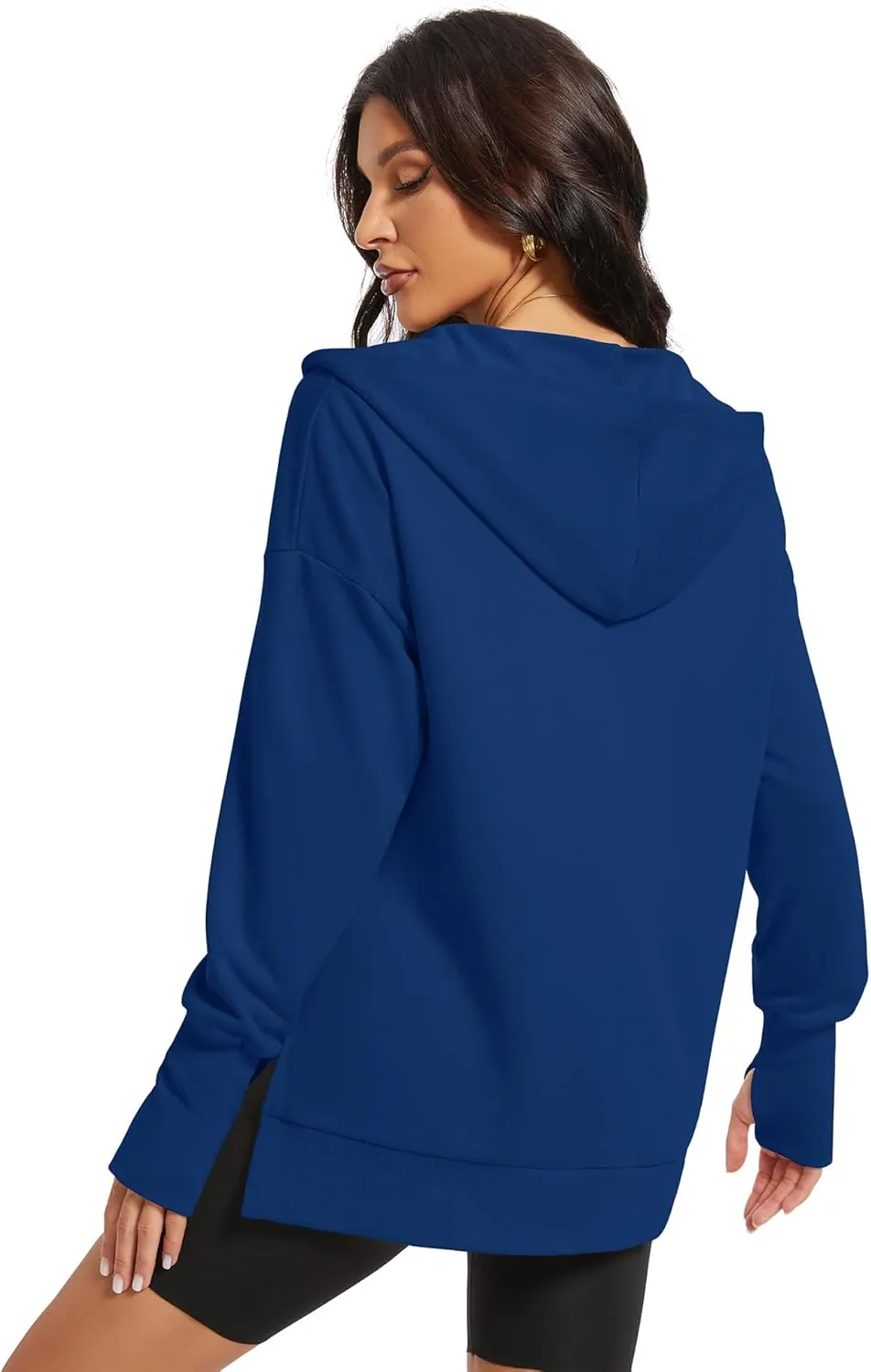 Micoson Women Oversized Sweatshirt with Thumb Hole Fall Fashion Outfits Casual Long Sleeve Hoodie Button Down Pullover