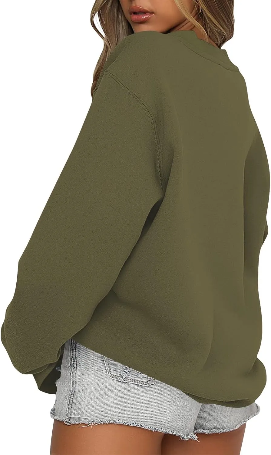 midelxp Oversized Crewneck Sweatshirts Women Soft Fleece Long Sleeve Casual Pullover Top Comfy Cute Hoodies for Teen Girls