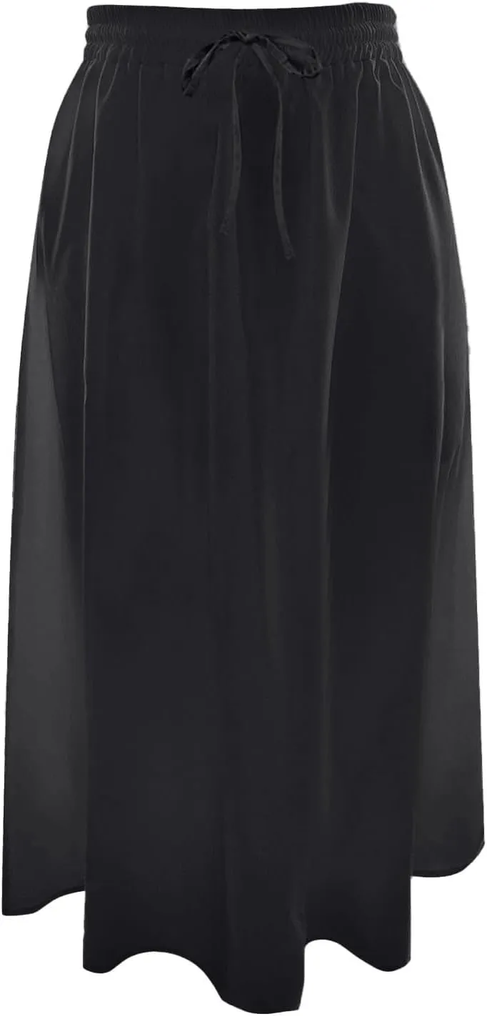 Midi Skirts for Women Summer Casual Flow A Line Elastic Tie Waist Swing Long Skirt Dress with Pockets Trendy Outfits