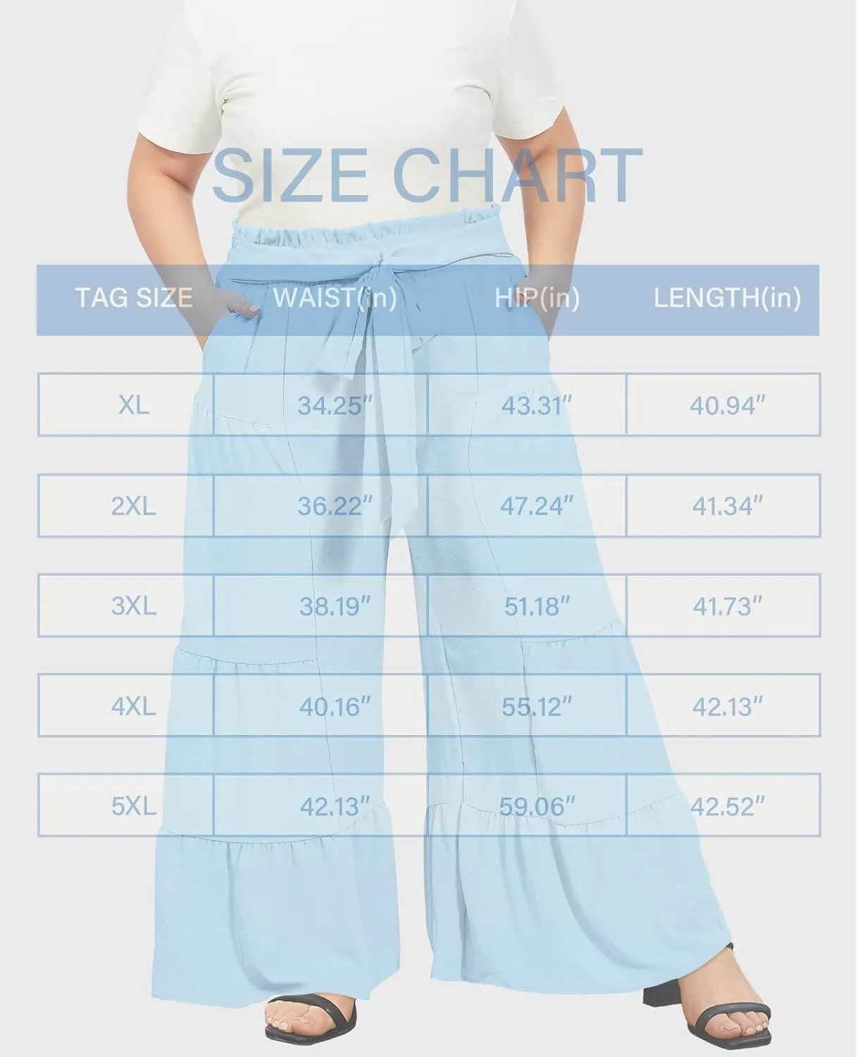 Moon Wood Plus Size Wide Leg Pants Woman High Waisted Palazzo Flowy Pants with Pockets Trendy Casual Summer Pants