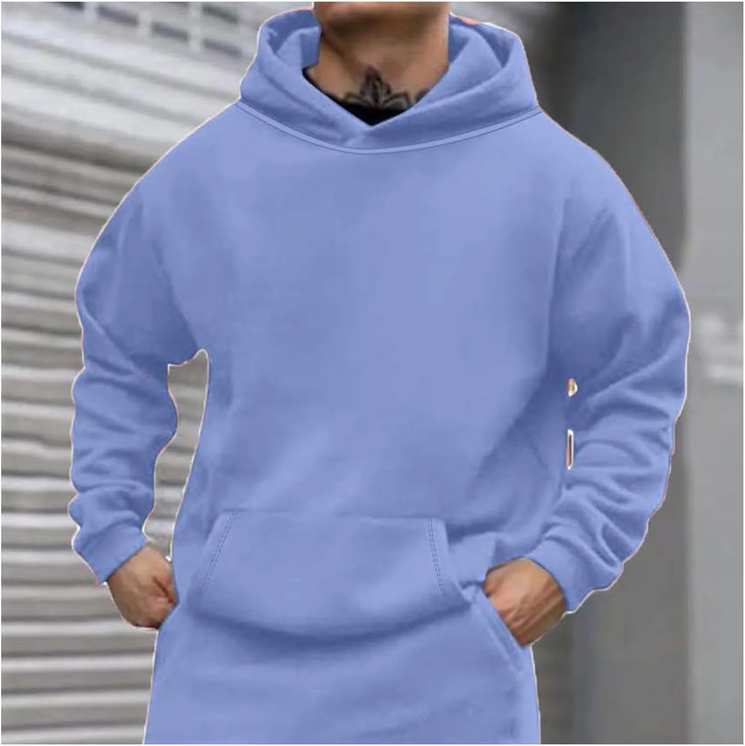 Muscularfit Men's Hoodies 2024 Fashion Long Sleeve Solid Casual Pullover Shirt Big and Tall Gym Workout Hooded Sweatshirts
