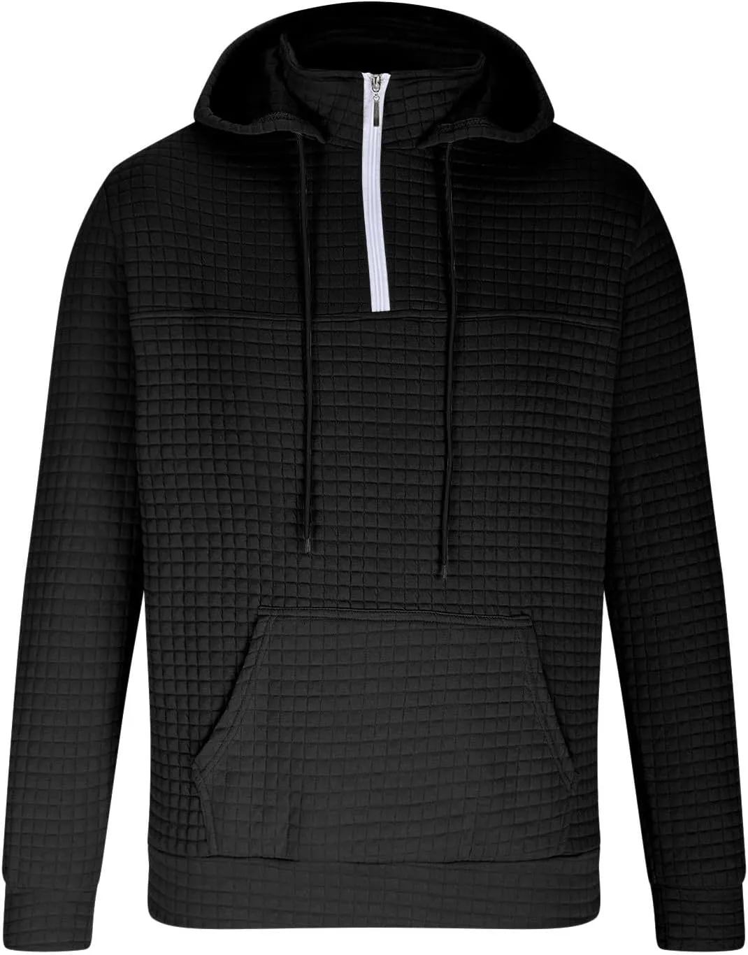 Muscularfit Zip Up Hoodie for Men Casual Stand Collar Button Pullover Waffle Sweatshirts Heavyweight 1/4 Zip Drawstring Shirt