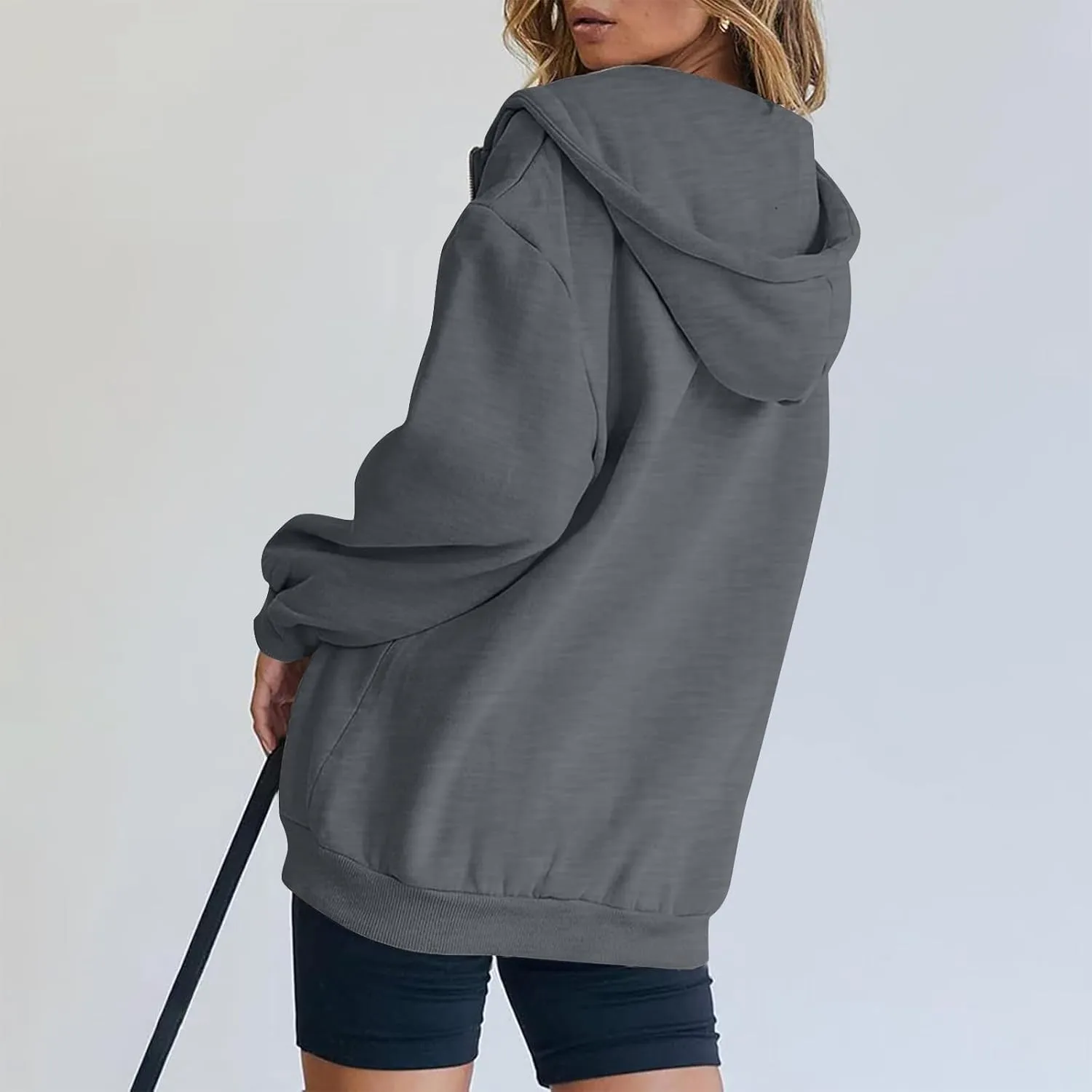 NBXNZWF Women's Zip Up Y2K Hoodies Casual Long Sleeve Oversized Sweatshirts 2025 Fall Winter Drawstring Jackets With Pockets