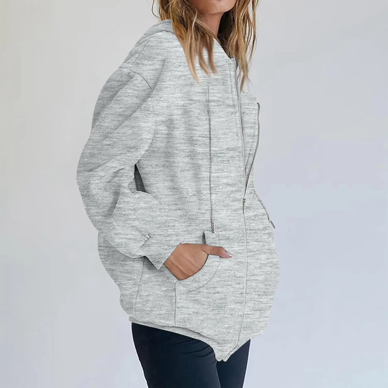 NBXNZWF Women's Zip Up Y2K Hoodies Casual Long Sleeve Oversized Sweatshirts 2025 Fall Winter Drawstring Jackets With Pockets