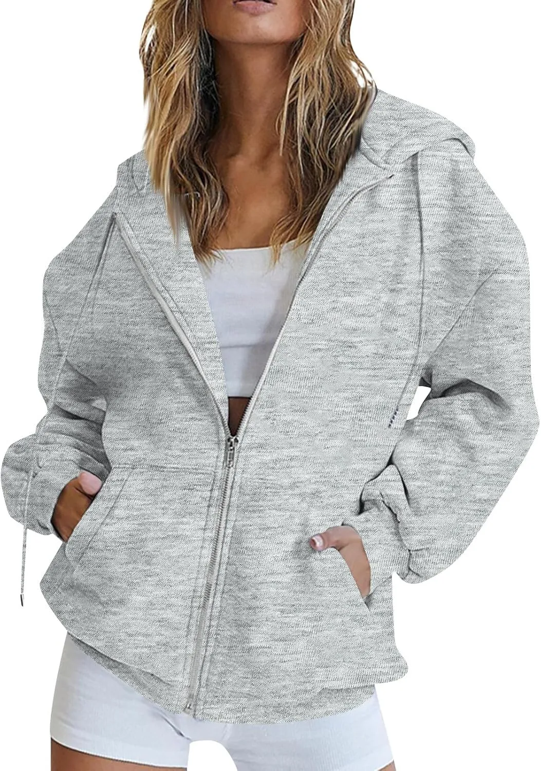 NBXNZWF Women's Zip Up Y2K Hoodies Casual Long Sleeve Oversized Sweatshirts 2025 Fall Winter Drawstring Jackets With Pockets