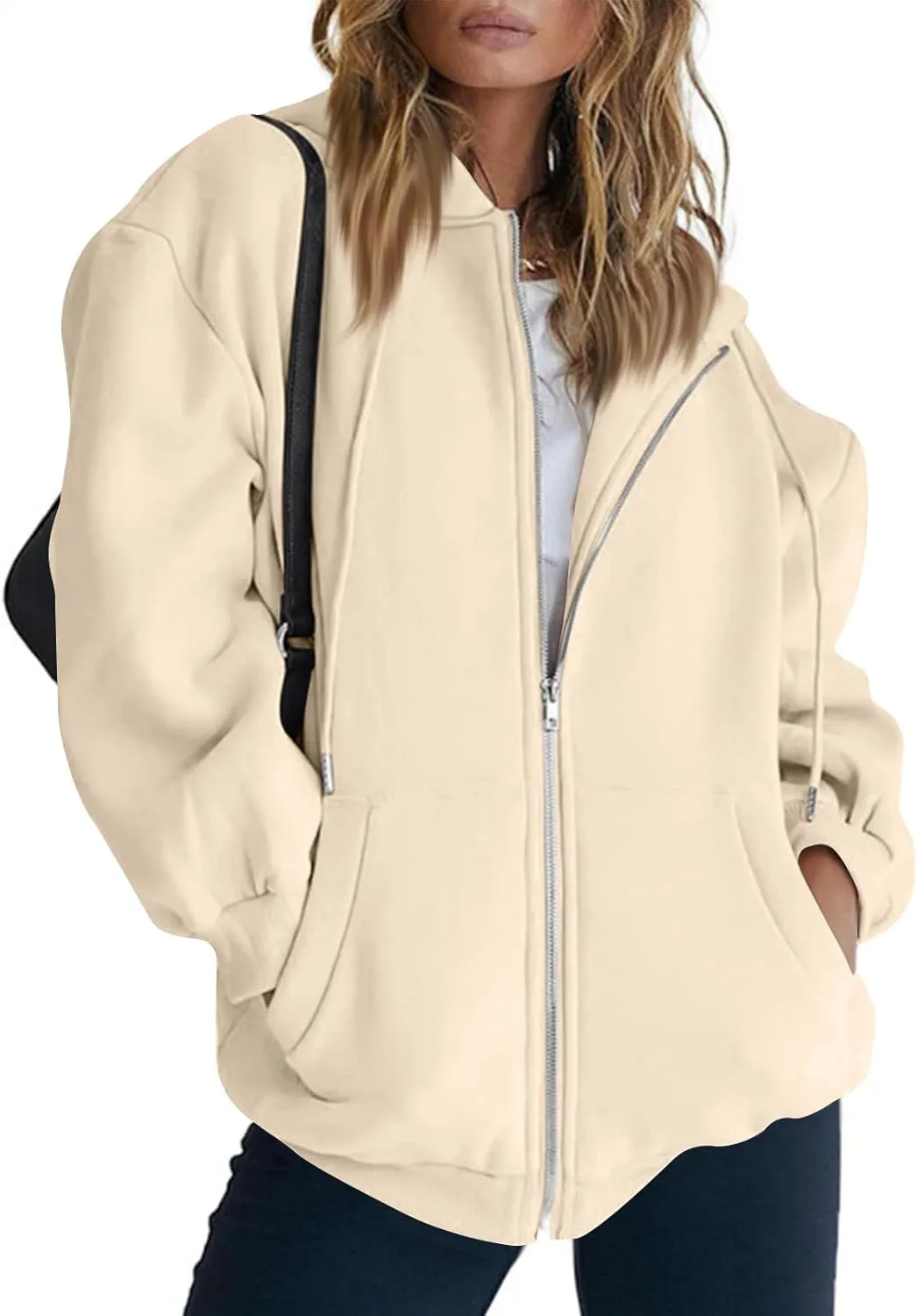 NBXNZWF Women's Zip Up Y2K Hoodies Casual Long Sleeve Oversized Sweatshirts 2025 Fall Winter Drawstring Jackets With Pockets
