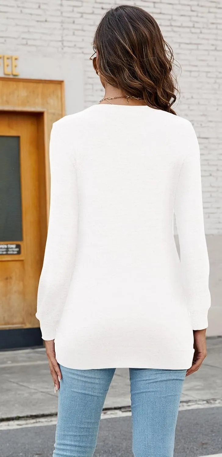 Newchoice Women's Fall Long Sleeve Shirts Tunic Tops to Wear with Leggings Casual Crewneck Long Sweater Sweatshirts