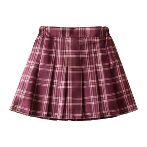 NNJXD Girl Pleated Skort Tennis Skirt with Shorts Stretch Waist Girls Skater Culottes