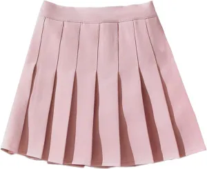 NNJXD Girl Pleated Skort Tennis Skirt with Shorts Stretch Waist Girls Skater Culottes