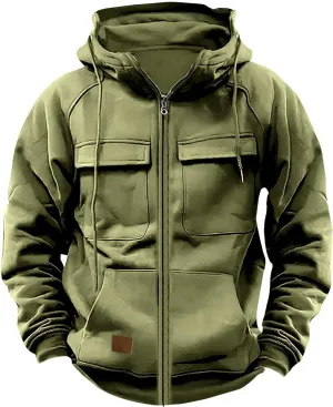 Ogiraw Tactical Hoodies for Men 2024 Quater-Zip Pullover Vintage Sweatshirt Casual Long Sleeve Cargo Hoodies with Pocket